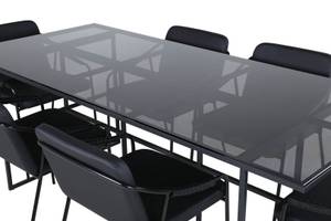 Essgruppe Leif (7-teilig) Grau - Massivholz - 90 x 74 x 200 cm