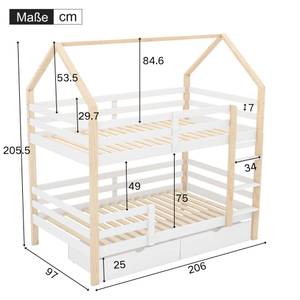 Etagenbett RUI AGD47 Weiß - Holzwerkstoff - Massivholz - 97 x 206 x 206 cm