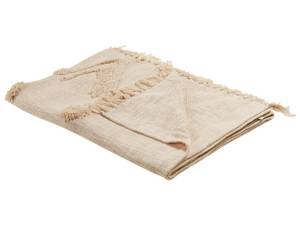 Kuscheldecke FATEHPUR Beige - Naturfaser - 130 x 1 x 180 cm