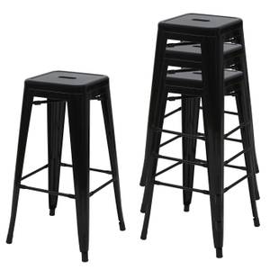 Tabouret de bar A73 métal (lot de 4) Noir