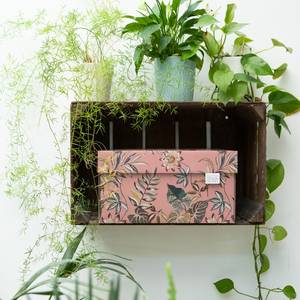 Speicherbox mit Deckel Floral Garden Pink - Holzwerkstoff - Naturfaser - 31 x 21 x 39 cm