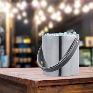 Eiswürfelbehälter mit Deckel Schwarz - Silber - Metall - Kunststoff - 17 x 27 x 15 cm