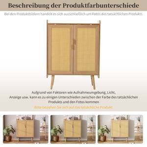 Sideboard Kommode Coeus Ⅲ Braun - Holzwerkstoff - Metall - Polyrattan - Massivholz - Holzart/Dekor - 35 x 106 x 80 cm