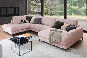 Sofa CARA Wohnlandschaft U-Form Cord Pink