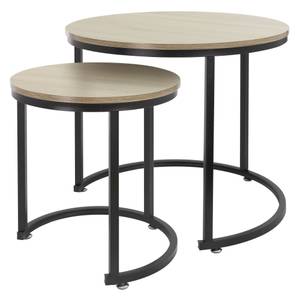 Table basse set de 2 pièces Rond Chêne Noir - Bois manufacturé - Métal - 60 x 52 x 60 cm