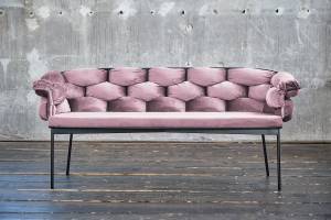 Bank MONTY Sitzbank Velvet Pink - 160 x 78 cm