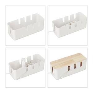 Boîte à câbles en bois blanc Marron - Blanc - Bois manufacturé - Matière plastique - 30 x 12 x 13 cm