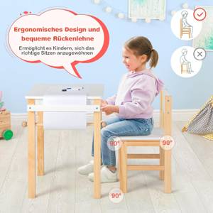 Kindertisch-Set TK32342IT Weiß - Massivholz - 40 x 53 x 48 cm