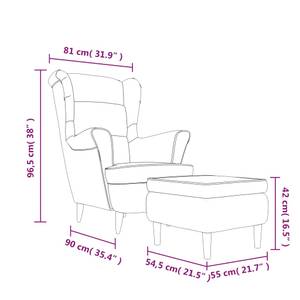 Sessel mit Hocker 3006422-2 Cremeweiß