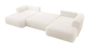 Ovo U-Form-Ecksofa, Schlaffunktion Cremeweiß - Ecke davorstehend rechts - Longchair davorstehend links - Ottomane davorstehend rechts