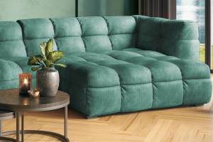 Ecksofa ROSARIO Velvet Petrol - Ecke davorstehend links