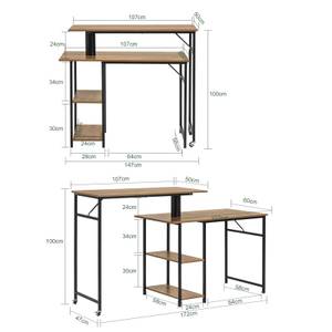 Schreibtisch FWT93-F Schwarz - Braun - Holzwerkstoff - Metall - 172 x 100 x 60 cm