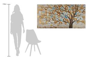 Acrylbild handgemalt Herbstblues Beige - Massivholz - Textil - 140 x 70 x 4 cm