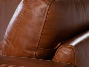 Fauteuil en cuir et pieds en bois Marron - Cuir véritable - Textile - 102 x 86 x 96 cm
