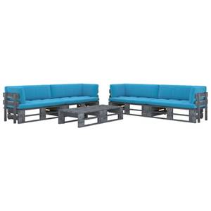 Paletten-Lounge-Set 3016503-6 (6-teilig) Blau - Grau