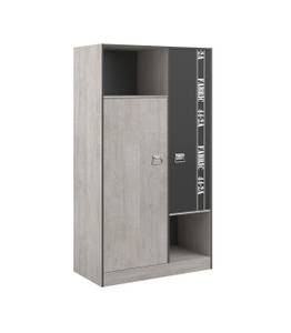 Armoire 2 Portes avec Penderie Fabric Frêne gris avec imprimés décoratifs