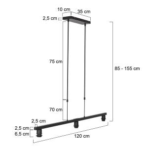 Lampe suspendue Stang Noir - 10 x 85 x 10 cm - Métal