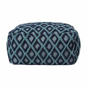 Pouf Tula mit 3D-Rautenmuster Blau - Textil - 55 x 30 x 55 cm