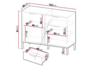 Kommode Lars 103 2D1S  Grau - Holzwerkstoff - 40 x 81 x 103 cm