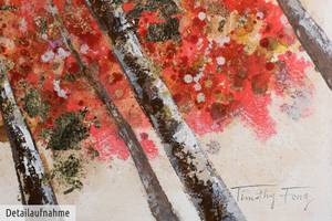 Acrylbild handgemalt Magie im Wald Rot - Gelb - Massivholz - Textil - 140 x 70 x 4 cm