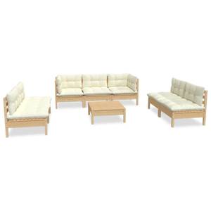 Garten-Lounge-Set Weiß - Massivholz - 64 x 29 x 64 cm