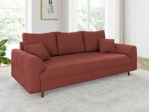 Sofa Neo 3-Sitzer Cord-Stoff Rubinrot