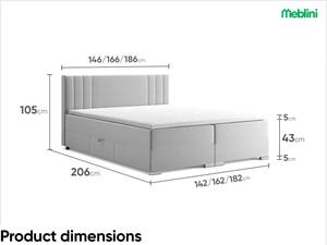 Boxspringbett Alba Hellgrau - Breite: 180 cm - H4