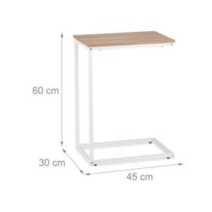 Table d'appoint en forme de C Marron - Blanc - Bois manufacturé - Métal - 30 x 60 x 45 cm