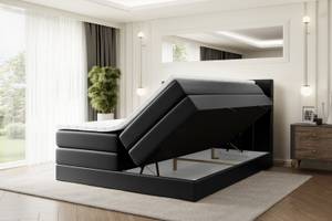 Boxspringbett BERO KING Hochglanz Schwarz - Breite: 180 cm