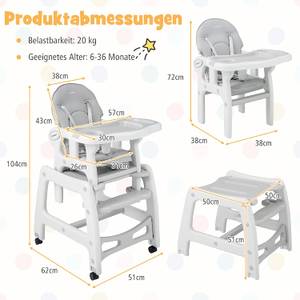 Babyhochstuhl Kindersitzgruppe wandelbar Grau - Kunststoff - 51 x 104 x 62 cm