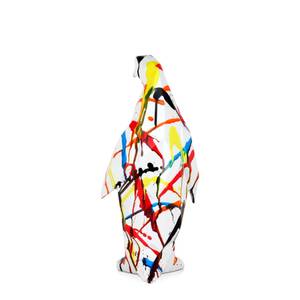 Harz-Skulptur Facettiertes Pinguin Multicolor - 15 x 35 x 15 cm