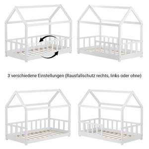 Hausbett mit Rausfallschutz 2048 Weiß - Massivholz - Holzart/Dekor - 166 x 136 x 87 cm