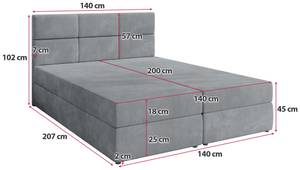 Boxspringbett BOSTON Grau - Breite: 140 cm