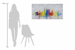 Bild gemalt Dublin Skyline Silhouette Grau - Massivholz - Textil - Holz teilmassiv - 120 x 60 x 4 cm