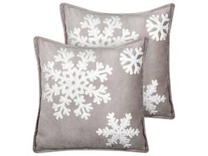 Coussin décoratif MURRAYA Gris - Blanc - Nombre de pièces dans le lot : 2