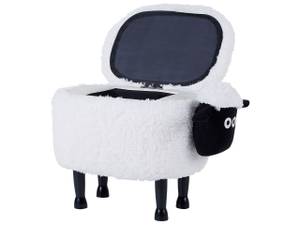 Pouf animal SHEEP Noir - Chêne clair - Blanc