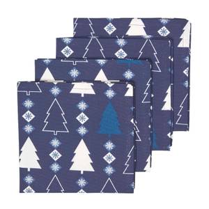 Weihnachtsservietten Winterland 4er Set Blau - Textil - 45 x 1 x 45 cm