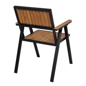 Gartenstuhl J95 (2er-Set) Schwarz - Teak Dekor