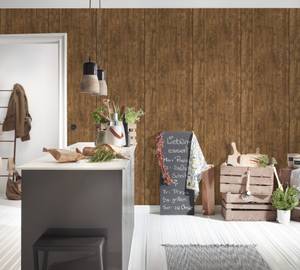 Holzoptik Vliestapete Holzlatten Braun Braun - Kunststoff - Textil - 53 x 1005 x 1 cm