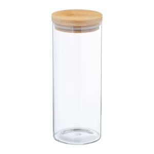 Lot de 3 bocaux en verre avec couvercle Marron - Bambou - Verre - Matière plastique - 10 x 24 x 10 cm