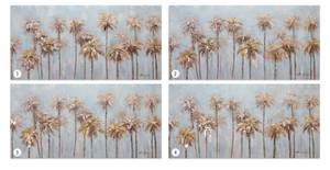 Bild handgemalt Morning in the Tropics Blau - Braun - Massivholz - Textil - 120 x 60 x 4 cm