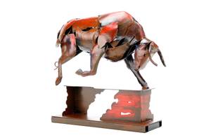 Metall Skulptur Power of the Bull Rot - Metall - 39 x 48 x 12 cm