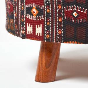 Hocker Kilim-Design Holzfüße Rund 62 x 30 x 62 cm