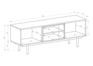 Meuble de télévision INOX RTV IRTV150 Gris - Bois manufacturé - Matière plastique - 150 x 54 x 40 cm