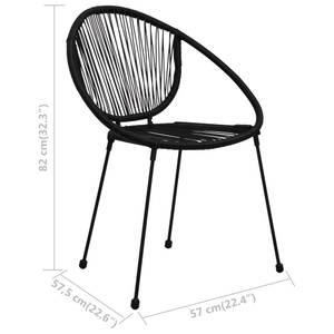 Bistro-Set (3-teilig) 48567 Schwarz - Kunststoff - 60 x 72 x 60 cm