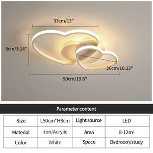LED-Deckenleuchte Herzförmig A Weiß - Metall - 33 x 8 x 50 cm