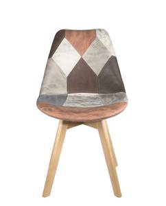 Chaise patchwork LAO (lot de 2) Beige - Marron - Bois massif - Textile - 48 x 83 x 56 cm