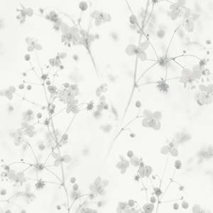 Blumentapete Weiß Grau Grau - Weiß