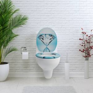 WC-Sitz mit Absenkautomatik -Diamond Blau - Weiß - Holzwerkstoff - 38 x 5 x 44 cm