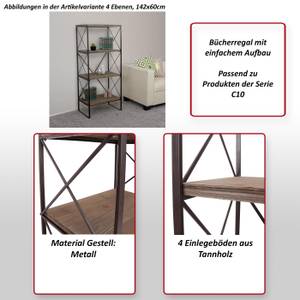Bücherregal C10 Braun - Metall - Holz teilmassiv - 60 x 174 x 40 cm
